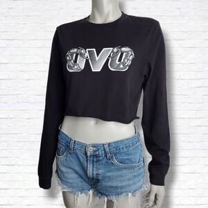 Octobers Very Own OVO Scorpion Runner Logo Black Long Sleeve Crop Top Size M